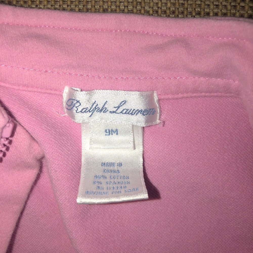 Ralph Lauren Baby Pink Cotton Pant Set 9M